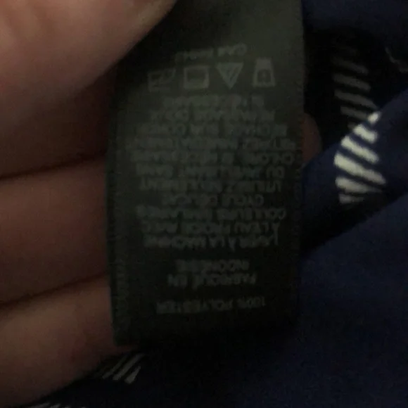 Navy blue, white and coral stripe off the shoulder blouse. - Picture 6 of 6